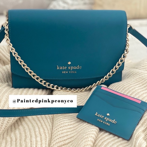 KATE SPADE | peacock Teal Blue Purse Crossbody Shoulder Bag & Slim Card Wallet - Picture 5 of 10